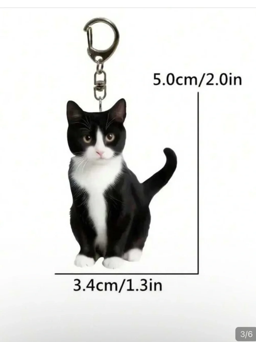 Black & White Cat Keychain - Decorative Pet Charm